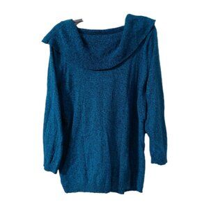 Catherines Womens Sweater Blue Size 1X Cowl Neck Pullover READ